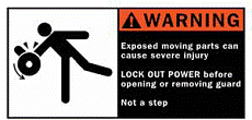 warning: moving parts can cause severe injury